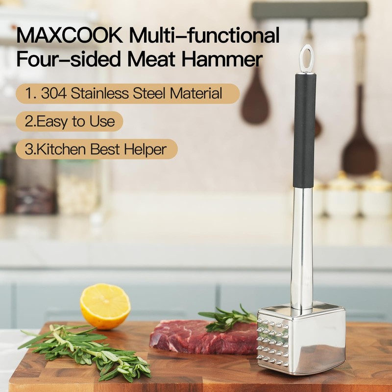 Meat Tenderizer, 304 Stainless Steel Meat Hammer, Heavy Duty Kitchen