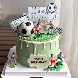 Decoración para tartas de fútbol, temática de fútbol de Pascua, feliz cumpleaños, Acción de Gracias, 18, 30, 40, 50 cumpleaños, aniversario, decoración personalizada para tartas de cumpleaños para niños y niñas