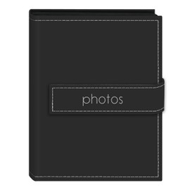Pioneer Photo Albums EXP-46/BKP 36-Pocket 4 x 6-Inch Embroidered "Photos" Strap Sewn Leatherette Cover Photo Album, Mini, Black