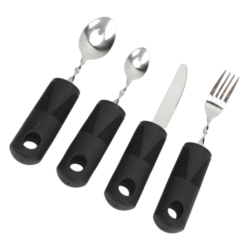 4pcs Elderly Adaptive Cutlery Set Eat Independently Easy Grip Handles