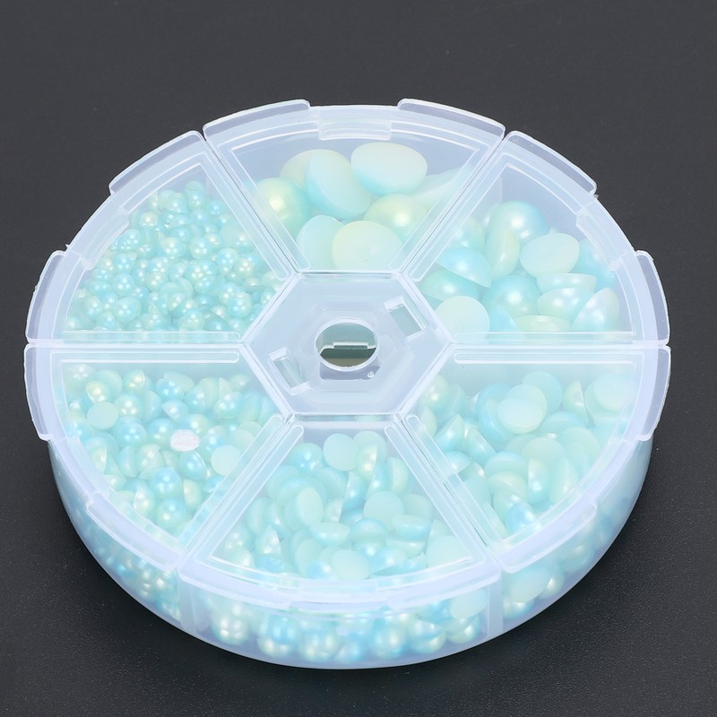 2Boxes Gradient Imitation Pearl Semicircular Nonporous Flat Back Decorative Accessories