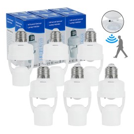 Losaitini® Socket Con Sensore De Movimiento 360°y Luminosidad E27 6pzs Interruptor De Retardo De Luz Con Sensor Ajustable 110-240 V Blanco Altura De Instalación 2-3,5 M