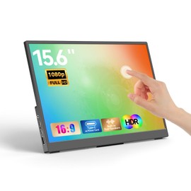 WCKUN Ultra-Slim Portable Touchscreen Monitor, 1080P FHD IPS HDR External Screen，1000:1， 10 Point Touch， USB C/HDMI Portable Monitor, 45° Adjustable Stand, can Connect to Laptop/mini PC/Switch