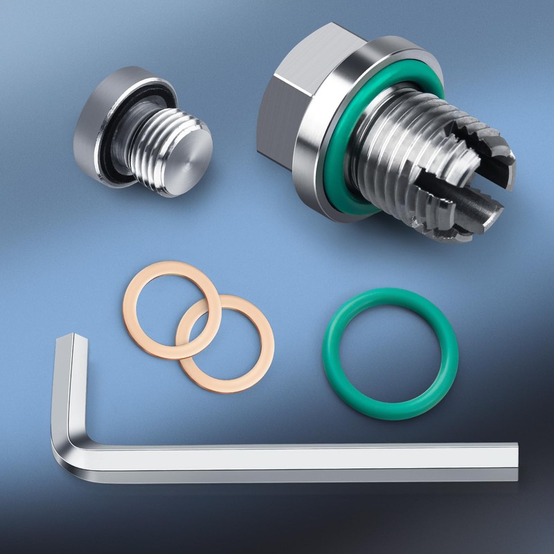 M14.1-1.25 x 15mm Oversize Piggyback Oil Drain Plug, Stainless Steel
