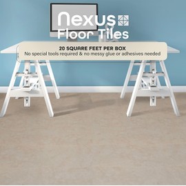 Nexus Self Adhesive 12-Inch Vinyl Floor Tiles, 20 Tiles - 12" x 12", Carrera Marble Slate Pattern - Peel & Stick, DIY Flooring for Kitchen, Dining Room, Bedrooms & Bathrooms by Achim Home Decor