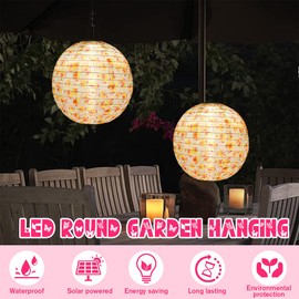 BIZOI Pack of 2 Outdoor Hanging Lanterns, 12 Inch Solar Lanterns for Outdoor Hanging, Lantern Solar Outdoor, for Gardens, Yards, Balcony, Patio, Party Decoration, Wedding, Church, Path, Outdoor