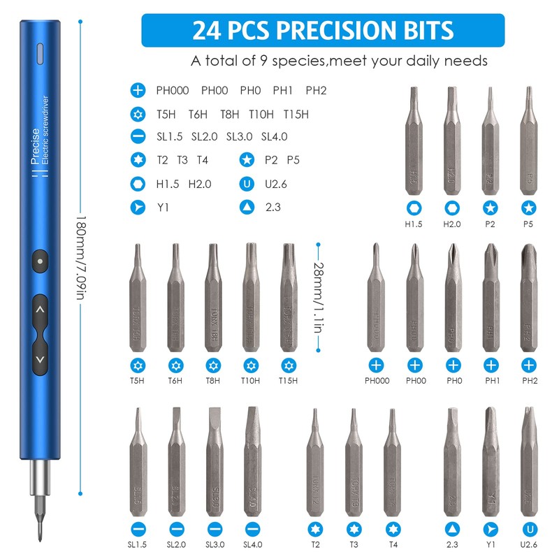AMIR Electric Screwdriver for PC Building, 28 IN 1 Small