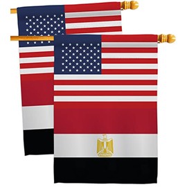 Egypt US Friendship House Flags 2 pcs Pack Regional USA American Alliance World Country Particular Area Small Decorative Gift Yard Banner Double-Sided Made In 28 X 40
