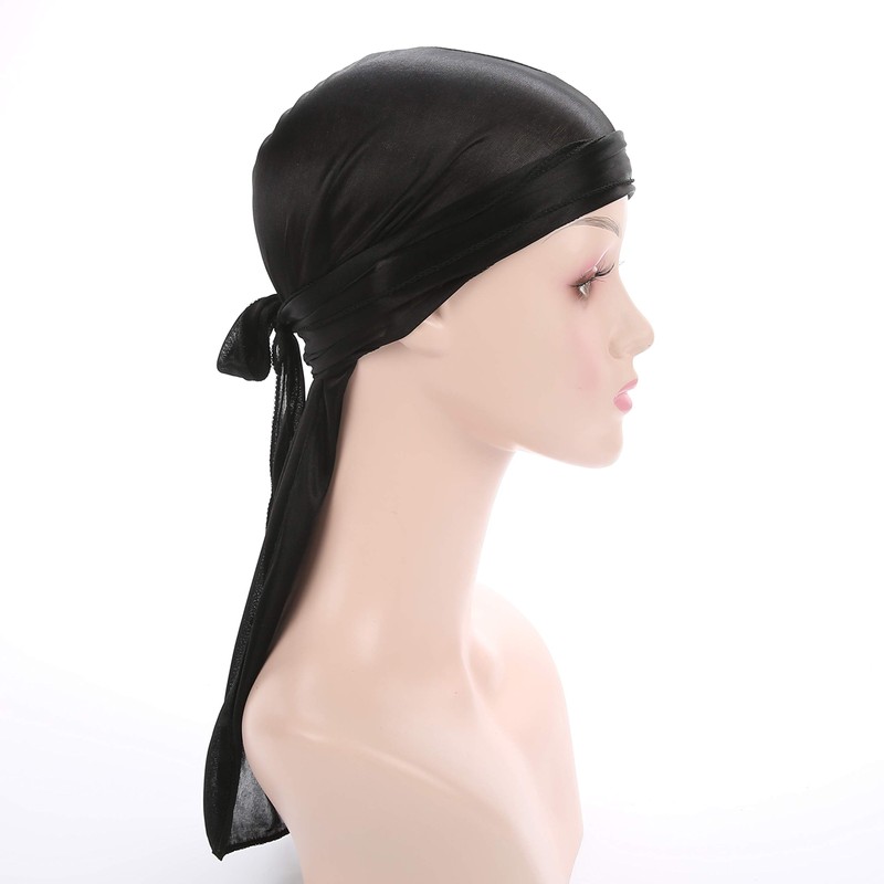 Fxhixiy Satin Silk Extra Long-Tail Durag Headwraps Pirate Cap Bandana