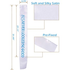 85th Birthday Caps and Sash, Happy 85th Birthday Party Supplies, 85th Birthday, 85 Never Looked So Good Sash,