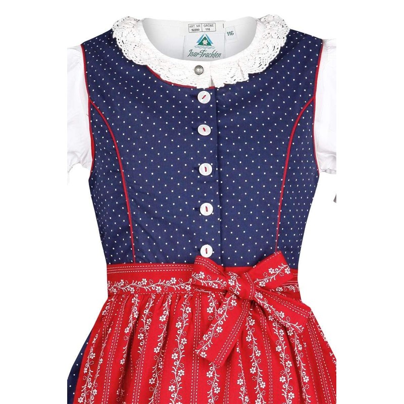 Isar-Trachten Girls' Children’s Dirndl with Blouse Navy, Blue (Navy Blue)