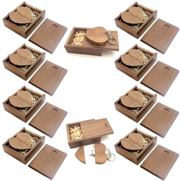 A Plus+ 10 Pack 32GB Wooden Heart USB Memory Stick