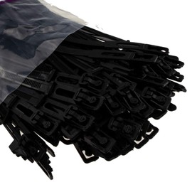 Easy Release Cable Ties 7.6 mm x 180 mm Releasable Reusable Black [Pack of 100] [7.6 mm x 180 mm]