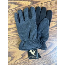 Grand Rapids Hide Company Gray Fleece Gloves with Black Deerskin Leather Palm, Thinsulate Lining, XL