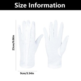 WQEDVN White Gloves Men, White Santa Gloves, White Gloves Fancy Dress, White Masonic Gloves Men, Stitched White Gloves, For Wedding Server Parade Formal Guard Police Formal Tuxedo Jewelry Inspection