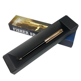 Fisher Space Pen APOLLO Cap-o-matic Black-GOLD CAP Ballpoint Pen -Gift Box FS251G