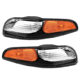 AmeriLite Black Replacement Bumper Parking Turn Signal Lights Set For Chevy Corvette - Passenger and Driver Side