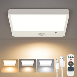 YIKEMJERP Rechargeable Motion Sensor Ceiling Light with Remote, Fast Charge Battery Operated Power Wireless Magnetic LED Closet Cabinet Activated Lamp for Shower Bathroom Stairs Hallway Pantry