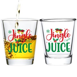 Futtumy Christmas Shot Glasses, 2 OZ Jingle Juice Shot Glasses, Holiday Shot Glasses, Funny Shot Glasses for Adults Couples Man Women Coworkers, Novelty Shot Glass for Christmas White Elephant Gifts