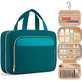 HOTOR HOTOR Travel Toiletry Bag for Women & Men, Waterproof Makeup Bag with Hanging Hook and Multiple Pockets, Cosmetic Bags for Women, Travel Essentials, 11.2' x 3.2' x 8.9', Teal