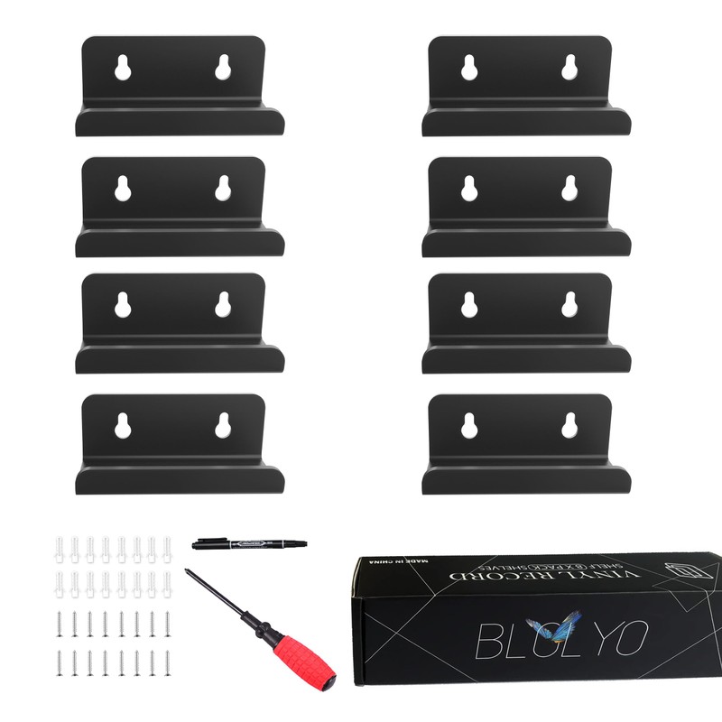 Black Vinyl Record Shelf Wall Mount 8 Pack,Acrylic Album Record