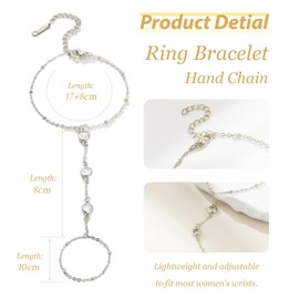 Calkkrer Silver Hand Chain Ring Bracelet, Adjustable Bracelet Silver Women, Elegant Ring Bracelet, Hand Chain Jewellery, Bangles Silver Ladies, Trendy Bangles