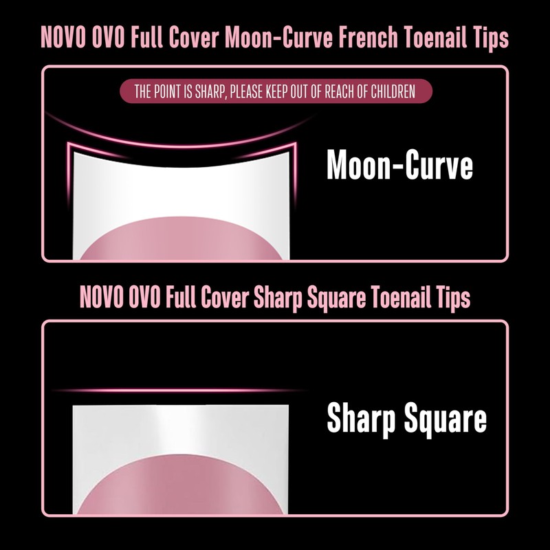 NOVO OVO White French Tip Toe Nail Tips with Moon
