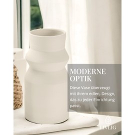 LIVLIG Handgefertigte Vase weiß, Trockenblumenvase, Keramikvase, Dekovase, Tischdeko, Bodenvase, Höhe: 20cm