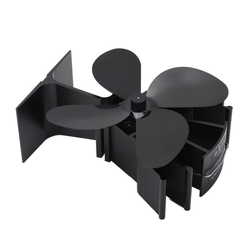 4 Blade Heat Powered Stove Fan Silent Eco Friendly Aluminium