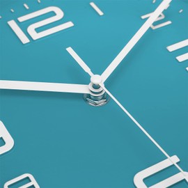 Topkey 8” Round Silent Wall Clock Easy Read Big Numbers Kitchen Modern Non-Ticking Decorative Wall Clock for Bedroom Office School-Teal