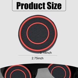 Pincuttee Car Cup Holder Coaster Silicone,Car Cup Holder Coaster 2Pack,Universal Automotive Anti Slip Cup Holder Insert Coaster,Car Interior Accessories(Red,2PC)