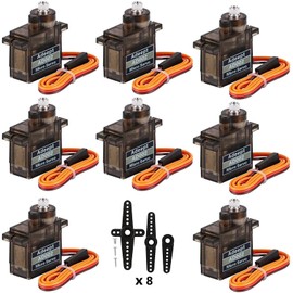Adeept 8 Piece Micro Servo Motor Kit AD002 9G Servo Motor, Metal Gear for DIY Smart Car Robot/Robot Arm/STEM Raspberry Pi Arduino Project/Helicopter Aeroplane Boat