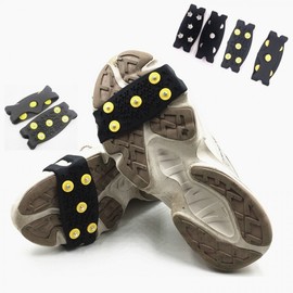 Anti-slip, portable, daily crampons, climbing ice, slip, hiking trail, mountaineering equipment, hiking ice equipment, fall accident prevention, black 2P/single item only 4ea