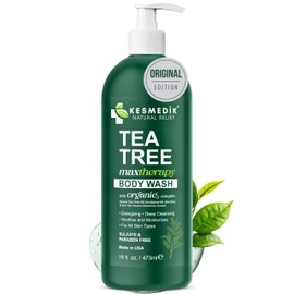 KESMEDIK Tea Tree Body Wash MaxTherapy, Itchy Skin Relief, Tea Tree Oil Soap, Soothes Jock Itch, Athlete's Foot, Ringworm, Eczema, Psoriasis & Sensitive Skin, Men & Women, 16 fl oz, Original Edition