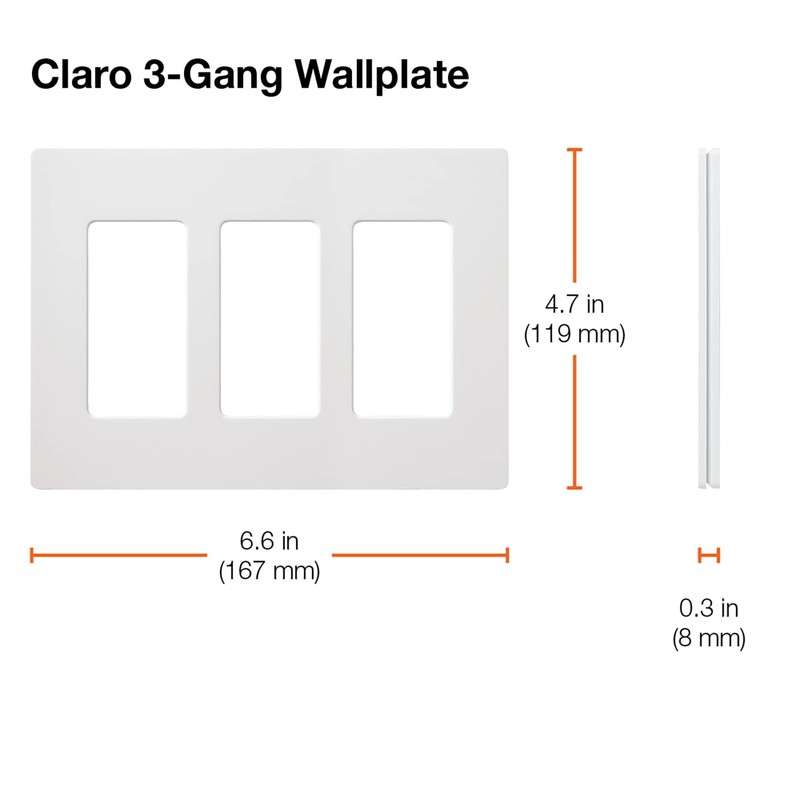 Lutron Claro 3 Gang Decorator/Rocker Wallplate, Gloss | CW-3-GR |