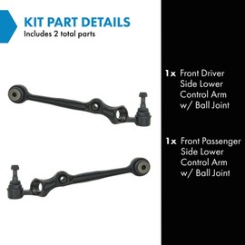 TRQ Front Lower Driver and Passenger Side Control Arm and Ball Joint Set 2 Piece Compatible with 1989-1997 Ford Thunderbird 1989-1997 Mercury Cougar