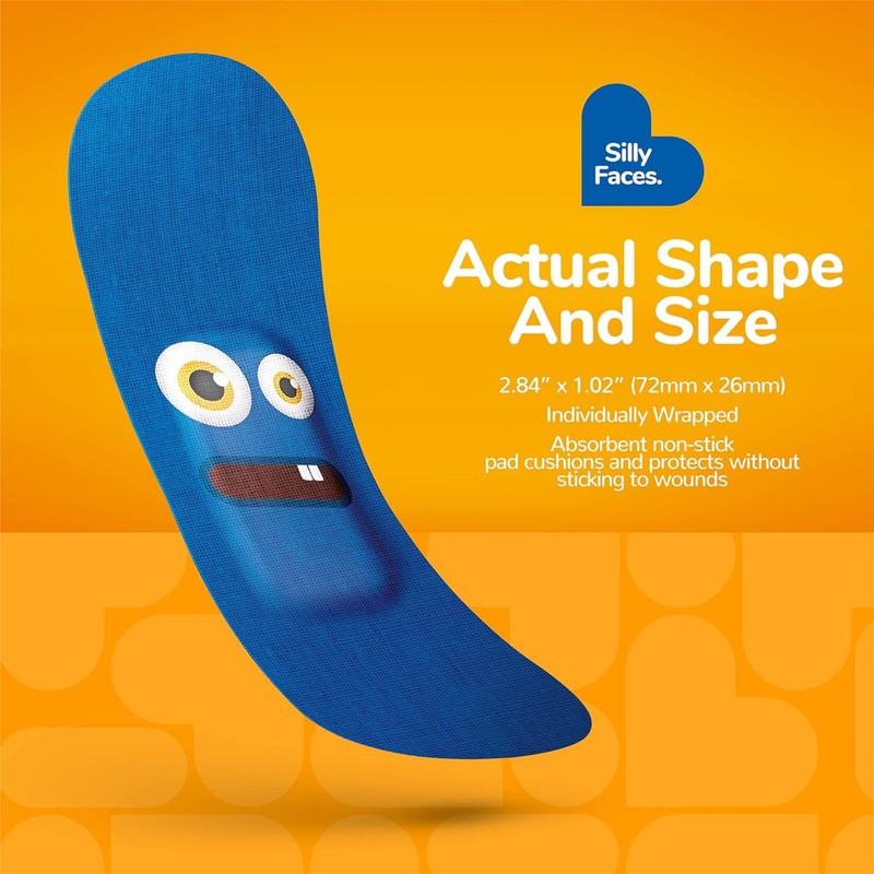 BioSwiss Bandages, Silly Faces Shaped Self Adhesive Bandage Set, Latex