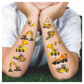 Womaha 50 Temporary Construction Machinery Tattoos for Boys Cranes Shovels Rollers Mixers Fake Tattoo Stickers