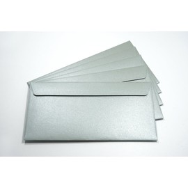 Netuno 100 Envelopes Mother of Pearl Silver DIN Long 110 x 220 mm 120 g Majestic Moonlight Silver Paper Envelopes Long Coloured Envelopes Pearlescent Letter Envelopes Colourful Elegant Beautiful