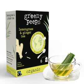 Greenypeeps Organic Lemongrass Tea with Ginger - Lemon Grass and Ginger Tea - Organic and Fairtrade Certified - Antioxidant Rich - Clean and Energizing Herbal Tea - Lemongrass Tea Bags - 50 Count