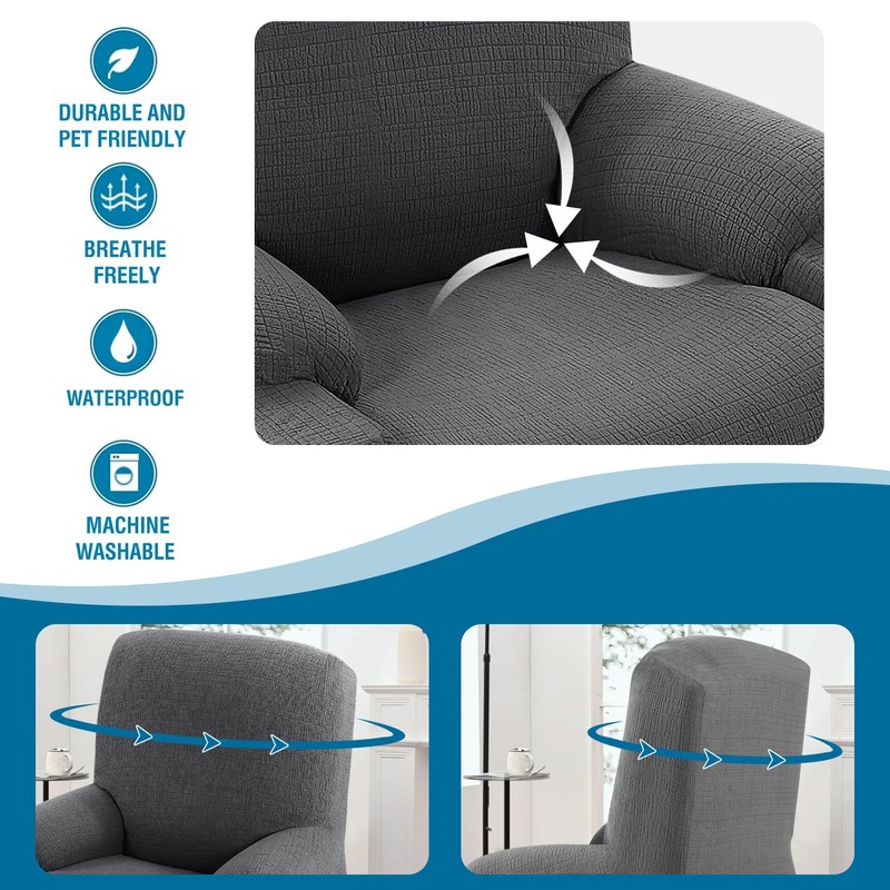 H.VERSAILTEX 100% Waterproof Stretch Recliner Cover 1 Piece Electric Power