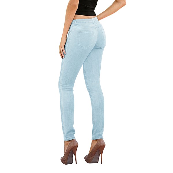 Hybrid & Company Jeans ajustados súper elásticos y cómodos para mujer, Lavado claro, 25 Corto