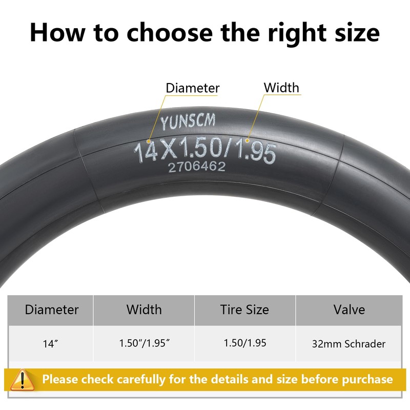 2Pcs 38/50-254 Heavy Duty 14" Bike Tubes 14x1.50/1.95 Schrader AV32