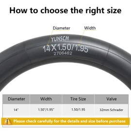2Pcs 38/50-254 Heavy Duty 14" Bike Tubes 14x1.50/1.95 Schrader AV32