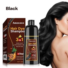 Amococo-Hair dye Shampoo,Quick hair dye,hair care,Fruity aroma-Black & Brown-3-In-1 Color–Plant extracts-Long Lasting–Haircare Oil Fragrance Cleansing:_Black【Old style】
