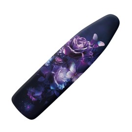 Hinthetall Purple Rose Ironing Board Cover and Pad Extra Thick Heavy Duty Padded 3 Layers Ironing Board Cover, Non Stick Scorch and Stain Resistant Standard Size 15x54 inch with Elastic Edges