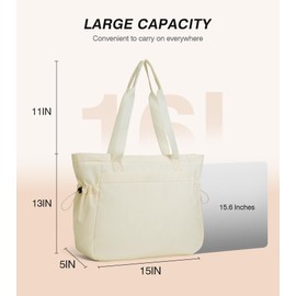 Marvolia Large Tote Bag for Women - Lightweight Travel Tote Handbags Work Tote Bags with Zipper for Gym Travel Work, Beige, One Size