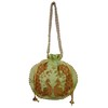 Purpledip Silk Potli Bag (Clutch, Drawstring Purse): Intricate Gold Thread