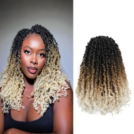 Yanky Twist Crochet Hair (8+10+12 inch)*3,Total 9 packs,3 Tones Ombre Blonde,Pre-Looped Curly Mini Passion Twist,Pre-Twisted Micro Spring Twist,Yankee Twist Senegalese Twist Crochet Hair(OT1B/27/613#)