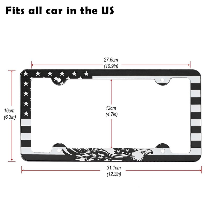 Car License Plate Frames American Flag Patriotic Black License Plate